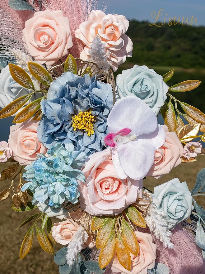 Wedding Arch Flowers, Artificial Flowers for Decoration, Large Flower Swag for Boho Styles Wedding Ceremony Floral Decor - Pack of 2
