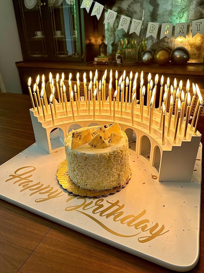 Tall Gold Birthday Candles for Cake and Table Decorations, Perfect for Milestone Special Day, Elegant Gold Birthday Candles, Ideal for Celebrations, 100 Pieces, 3.25 Inches