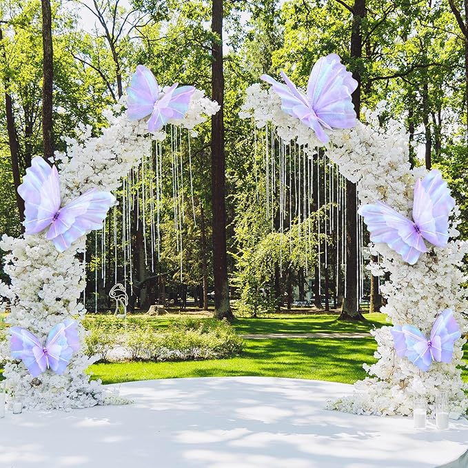 Geelin 6 Pcs Large Purple Butterfly Decorations Mariposas Grandes para Decoracion Big Butterfly Party Decor 20 Inch 12 Inch 3D Silk Butterflies for Baby Shower Women Birthday Party Wedding Decor