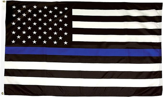 FlagSource Thin Blue Line Nylon Decorative Flag, Made in The USA, 3x5'