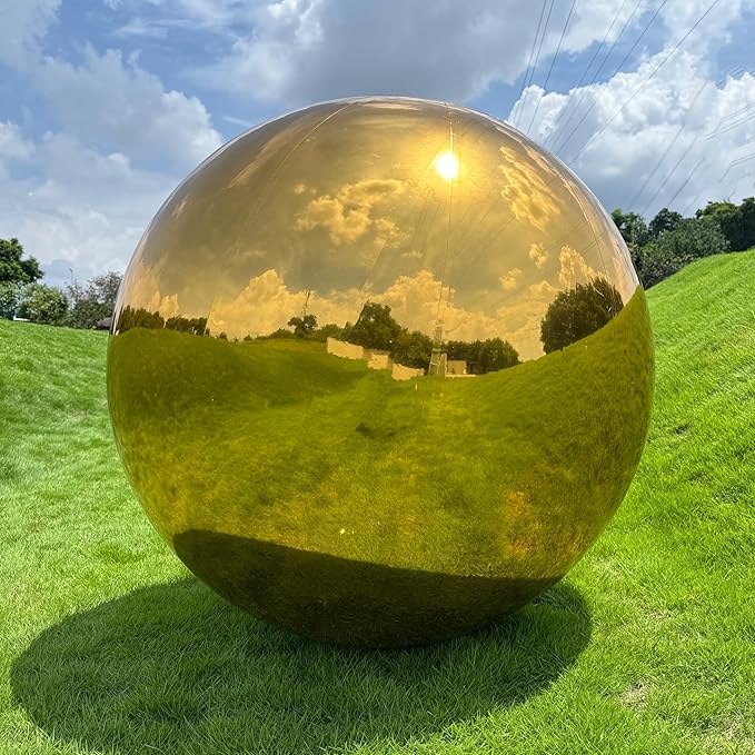 3 Pcs Gold Inflatable Mirror Ball, Big Shinny Mirror Balls Reusable Large PVC Disco Ball Balloon for Large Event Decoration, Party, Concerts, Stage, Wedding Decor, Without Air Pump