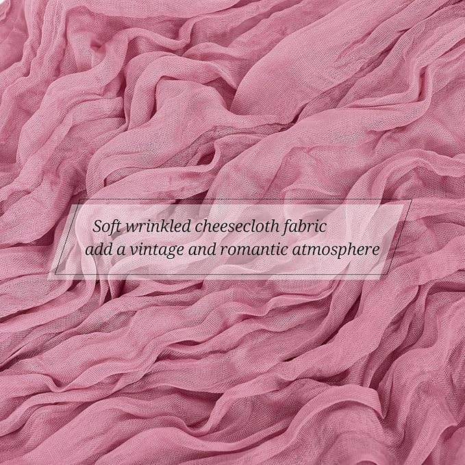 25 Pack Dusty Rose Cheesecloth Table Runner 17 x 108 Inch Fall Thanksgiving Boho Rustic Farmhouse Gauze Cheese Cloth Runner for Wedding Party Baby Shower Home Decor Holiday Decorations