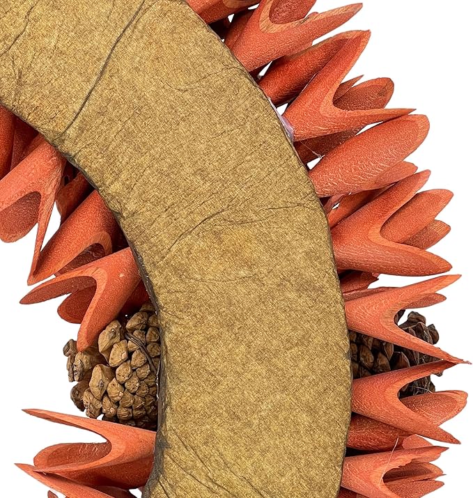 Galt International 18" Natural Woodchip Pinecone Fall Wreath for Front Door - Beautiful Indoor & Outdoor Wreath for Harvest, Thanksgiving, Autumn - Rustic Home Decor (Orange)