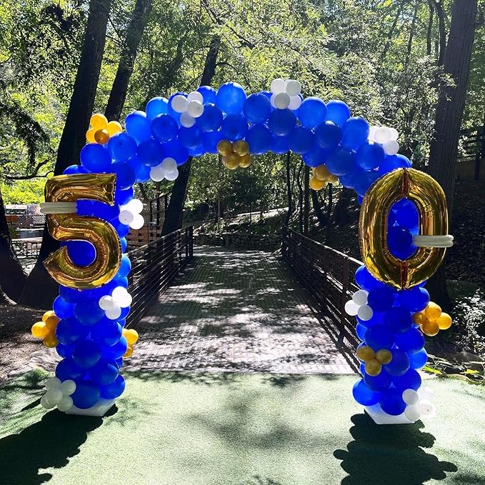 LANGXUN 7.8Ft Metal Gold Balloon Arch Kit, Semi-Circular Balloon Arch Stand with Water Bases for Wedding Bridal Baby Shower Birthday Party Supplies Decorations