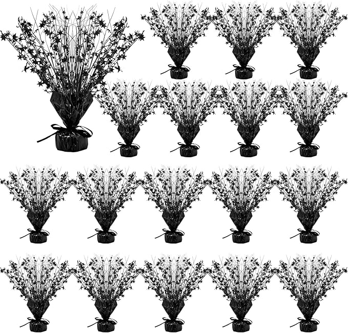 Crowye 18 Pcs Foil Spray Centerpiece Valentine's Day Table Decoration Winter Party Star Burst Metallic Table Centerpieces for Party Birthday Season Holiday(Black)