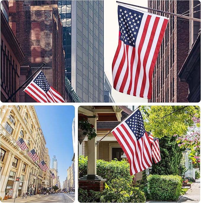 American Flag 10x15 Ft, US Deluxe Embroidered Heavy Duty Polyester Durable Outside Flags with Brass Grommets