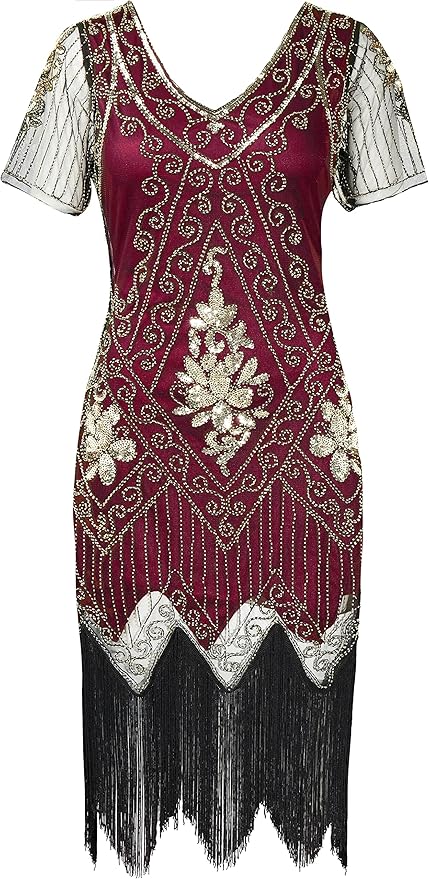 BABEYOND Great Gatsby Dresses for Women Plus Size Cocktail Dress 1920s Flapper Costume for Women