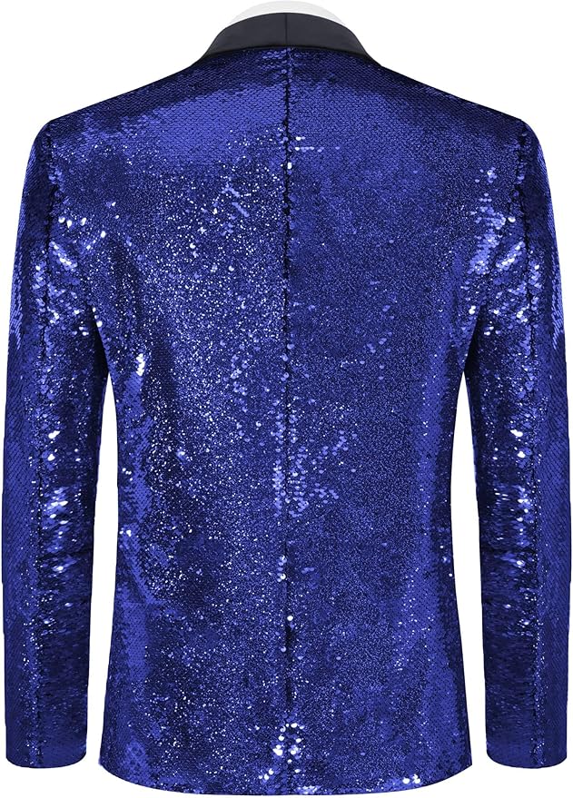 COOFANDY Mens Shiny Sequin Blazer Tuxedo Party Dinner Prom One Button Suit Jacket