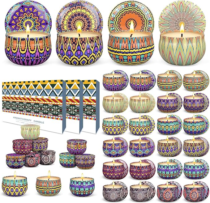 Scented Candles Gift Set,48 Pack Candles for Home Scented, 1200 Hour Long Lasting Soy Wax Aromatherapy Candle Set, Birthday Gifts for Women with Gift Box