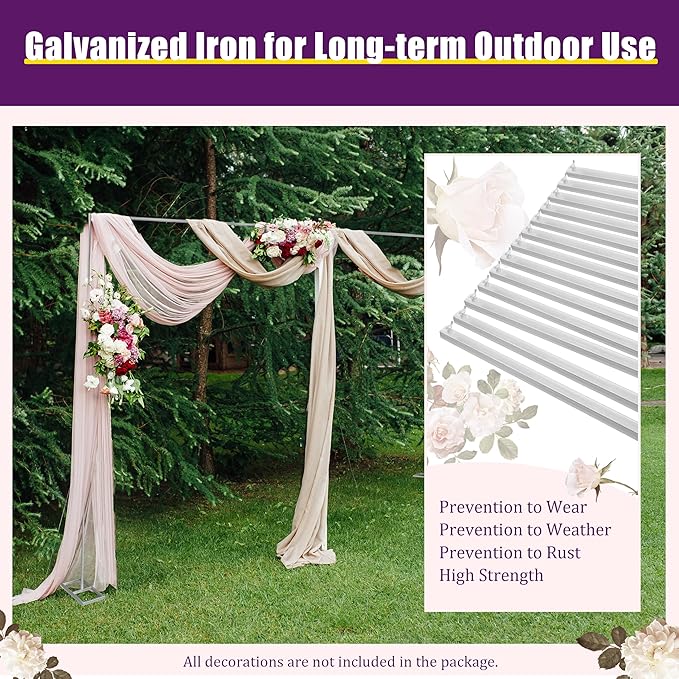 Metal Wedding Arch,Balloon Arch Backdrop Stand,Heavy Duty 10x20 FT Pipe and Drape Backdrop Kit, Professional Backdrop Stand Square Wedding Metal Arch Frame with Sturdy Base,Length Adjustable