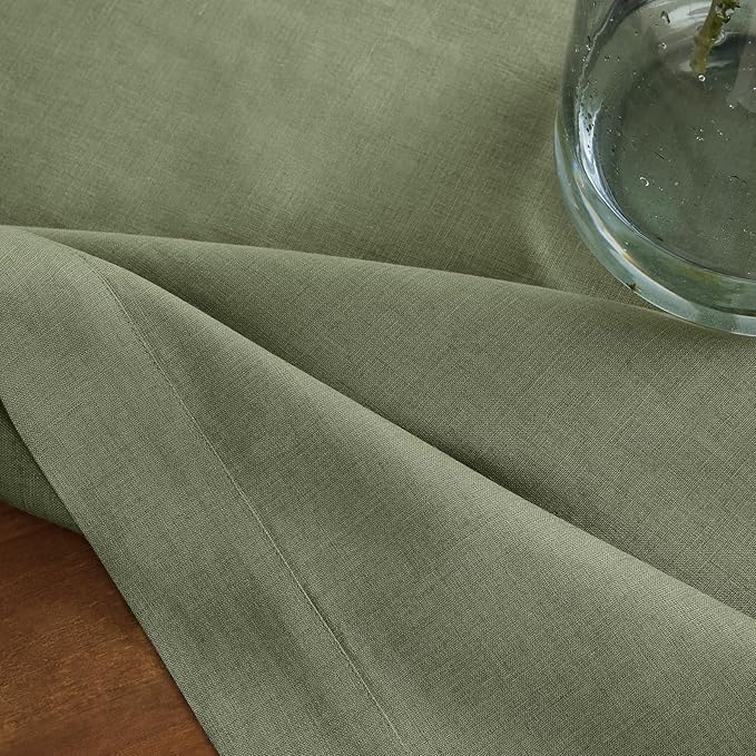 Solino Home Linen Square Tablecloth 52 x 52 Inch - 100% Pure Linen Oil Green Table Throw - Fete, Machine Washable Table Cloth for Spring, St Patricks Day, Easter