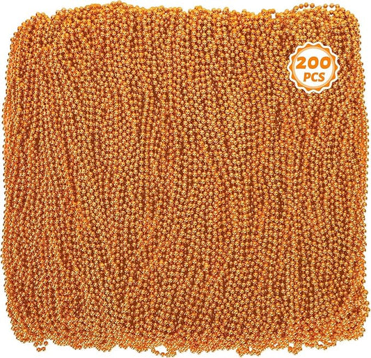 Beaded Necklace, 200 PCS 33" Orange Mardi Gras Beads, Mardi Gras Accessories, Costume Bead Necklace Bulk, Party Parade Beads for Pirate Wedding Birthday Halloween Party Supplies