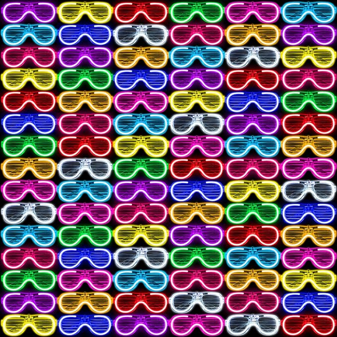 80 Pack LED Glasses, Light Up Glasses, 10 Neon Color Party Supplies for Kids Adult, Shutter Shades Light up Glasses, Glow Sticks Sunglasses Party Favors Birthday Christmas Carnival Party Glow Toys