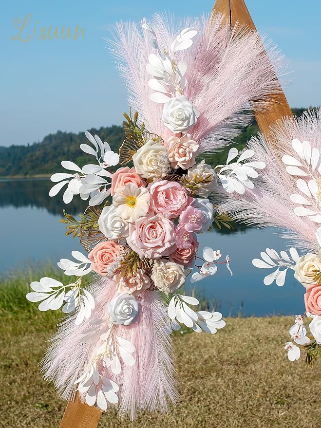 Wedding Arch Flowers, Artificial Flowers for Decoration, Large Flower Swag for Boho Styles Wedding Ceremony Floral Decor - Pack of 2