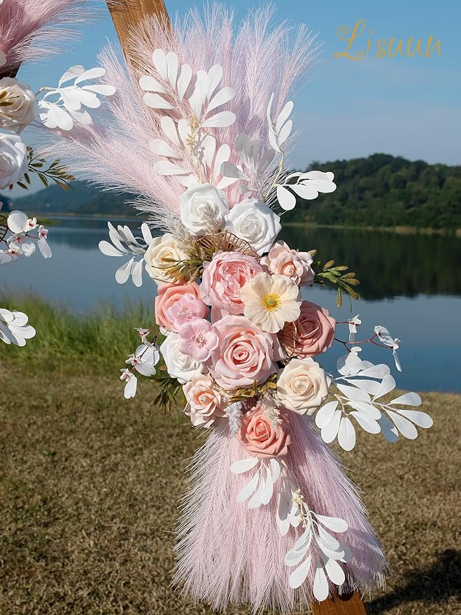 Wedding Arch Flowers, Artificial Flowers for Decoration, Large Flower Swag for Boho Styles Wedding Ceremony Floral Decor - Pack of 2
