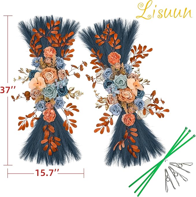 Wedding Arch Flowers, Artificial Flowers for Decoration, Large Flower Swag for Boho Styles Wedding Ceremony Floral Decor - Pack of 2