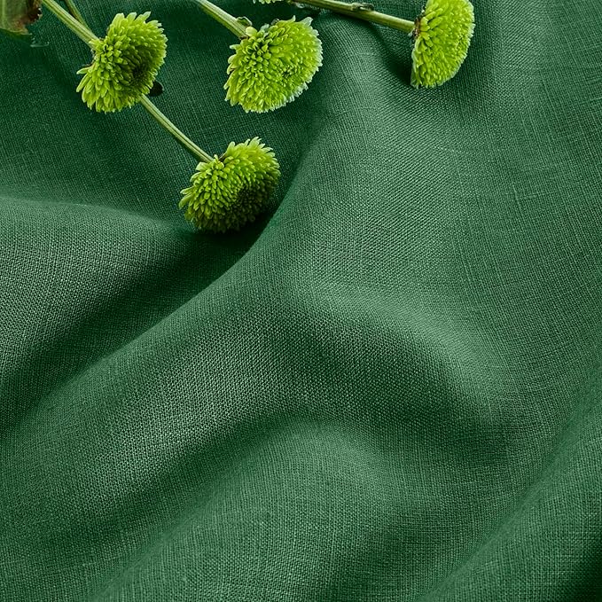 Solino Home Linen Tablecloth for Rectangle Tables 60 x 90 Inch - 100% Pure Linen Pine Green Table Cloth - Fete, Machine Washable Cloth Tablecloth