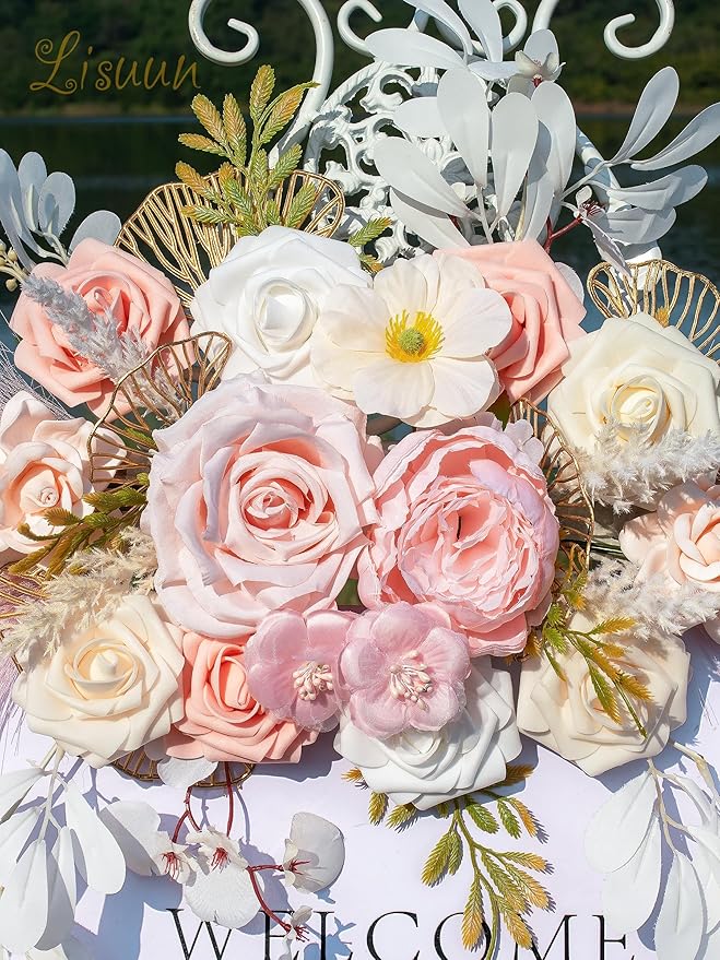 Wedding Arch Flowers, Artificial Flowers for Decoration, Large Flower Swag for Boho Styles Wedding Ceremony Floral Decor - Pack of 2
