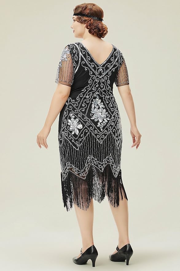 BABEYOND Great Gatsby Dresses for Women Plus Size Cocktail Dress 1920s Flapper Costume for Women