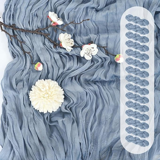 15 Pack Dusty Blue Cheesecloth Table Runner 17 x 108 Inch Fall Thanksgiving Boho Rustic Farmhouse Gauze Cheese Cloth Runner for Wedding Party Baby Shower Home Decor Holiday Decorations