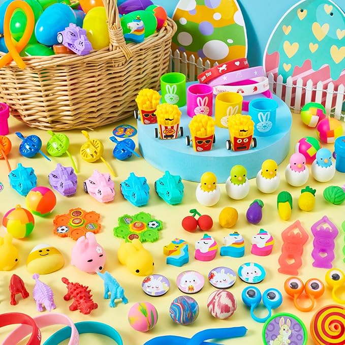 JOYIN 160 PCS Prefilled Easter Eggs with Assorted Toys for Easter Egg Hunt Supplies, Basket Stuffers, Classroom Prizes, Party Favor