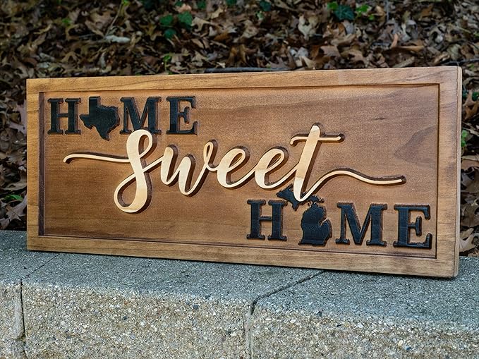 Personalized Sweet Home Sign with States, Housewarming Gift, Farmhouse Decor, States Decor, Custom Wedding Gift Anniversary, First New Home Gift