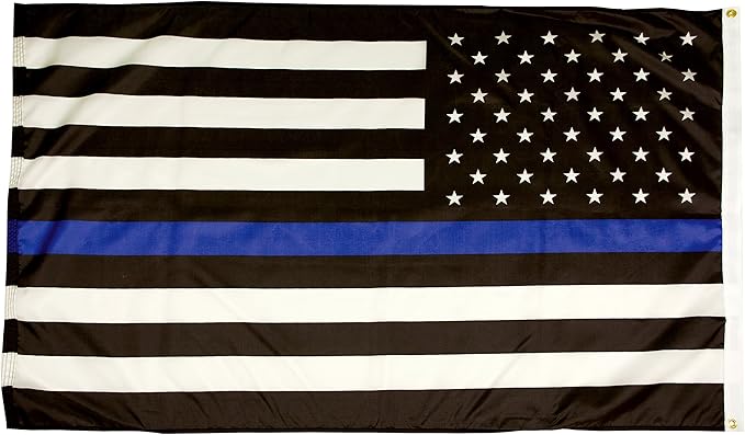 FlagSource Thin Blue Line Nylon Decorative Flag, Made in The USA, 3x5'
