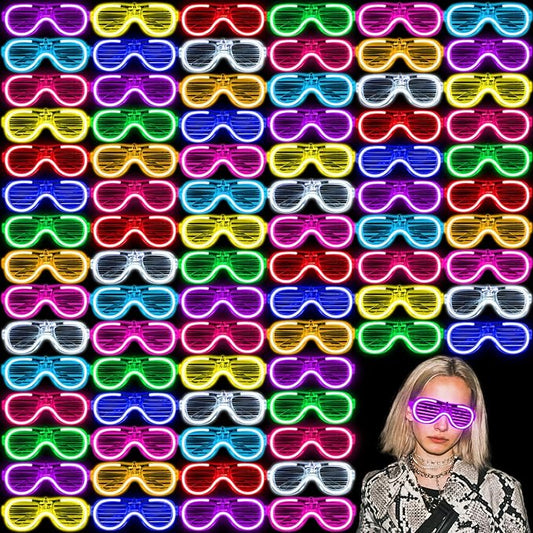 60 Pack LED Glasses, Light Up Glasses, 10 Neon Color Party Supplies for Kids Adult, Shutter Shades Light up Glasses, Glow Sticks Sunglasses Party Favors Birthday Christmas Carnival Party Glow Toys