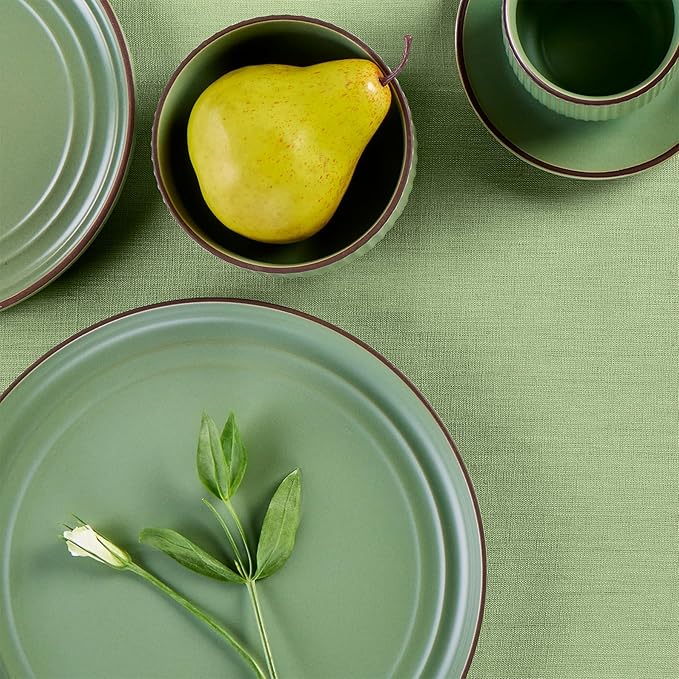 Solino Home Linen Tablecloth 60 x 90 Inch - 100% Pure Linen Laurel Green Table Cloth for Rectangle Tables - Fete, Machine Washable Tablecloth for Spring, Easter, St Patricks Day