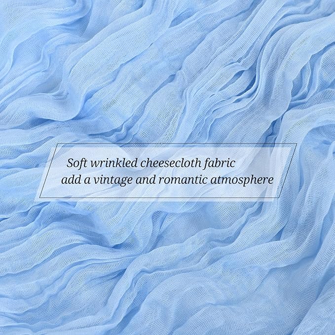 15 Pack Light Blue Cheesecloth Table Runner 17 x 108 Inch Fall Thanksgiving Boho Rustic Farmhouse Gauze Cheese Cloth Runner for Wedding Party Baby Shower Home Decor Holiday Decorations