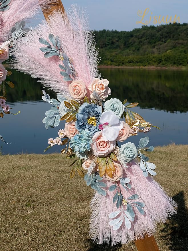 Wedding Arch Flowers, Artificial Flowers for Decoration, Large Flower Swag for Boho Styles Wedding Ceremony Floral Decor - Pack of 2