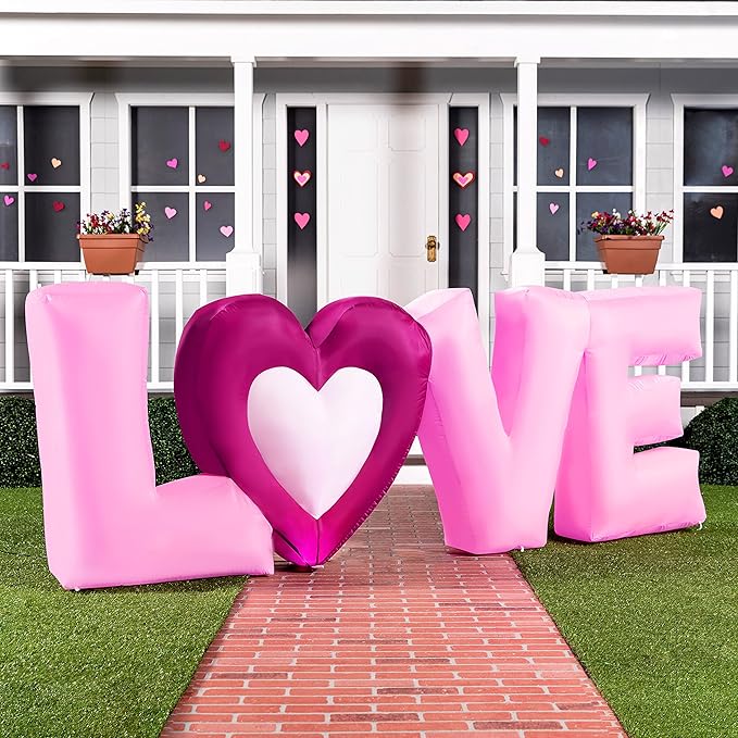 Joiedomi 9 FT Long Valentine Inflatable Love Letters with Built-in LED Lights, Blow up Valentine Romantic Holiday Decor for Wedding Proposal Outdoor Indoor Yard Party Supplies