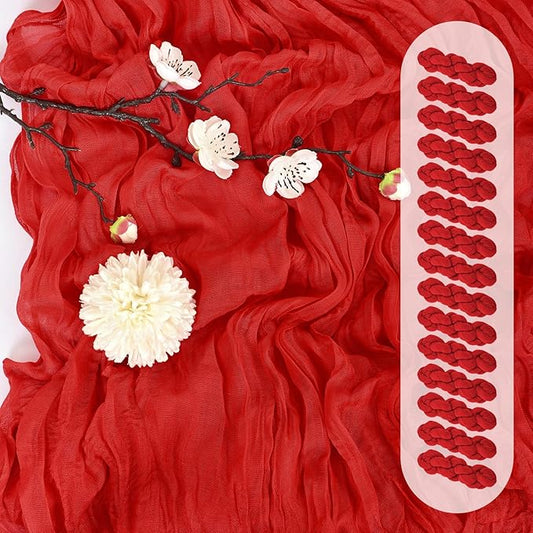15 Pack Red Cheesecloth Table Runner 17 x 108 Inch Fall Thanksgiving Boho Rustic Farmhouse Gauze Cheese Cloth Runner for Wedding Party Baby Shower Home Decor Holiday Decorations