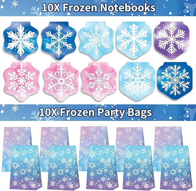 234PCS Frozen Party Favors Supplies Decorations Kit Include Goodies Bags, Straws, Bubble Wands, Crowns, Magic Wands, Notebook, Cake Toppers & More
