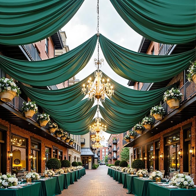 20ft x 15ft Hunter Green Wrinkle Free Backdrop Curtains for Parties,Silky Polyester Fabric Wedding Ceiling Drapes,4 Panels 15ft Photo Back Drop Drapes for Birthday Photography Stage Background Cloth