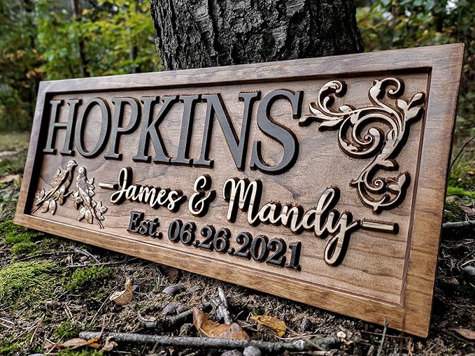 Rustic Wedding Decor | Personalized Wedding Gifts | Custom Wedding Signs | Last Name Sign | Love Bird Wall Art | Bridal Shower Sign | Wood Garden Sign | Wooden Garden Decor | Love Bird Art