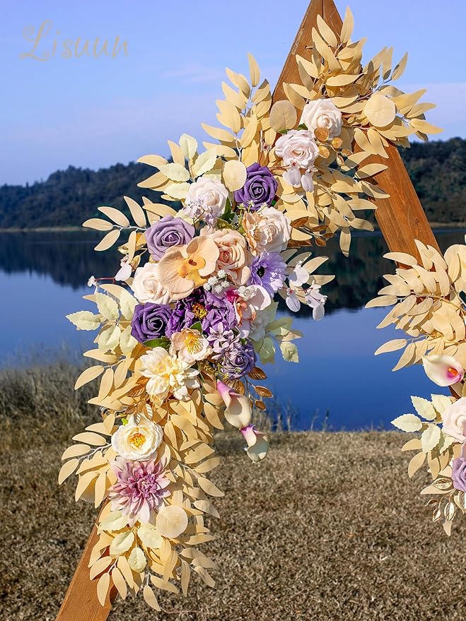 Wedding Arch Flowers, Artificial Flowers for Decoration, Large Flower Swag for Boho Styles Wedding Ceremony Floral Decor - Pack of 2