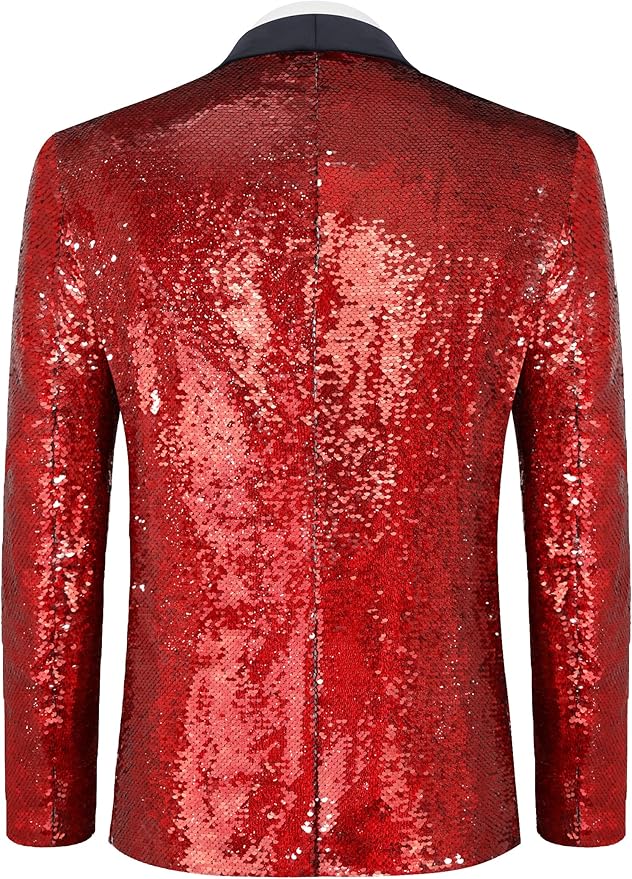 COOFANDY Mens Shiny Sequin Blazer Tuxedo Party Dinner Prom One Button Suit Jacket
