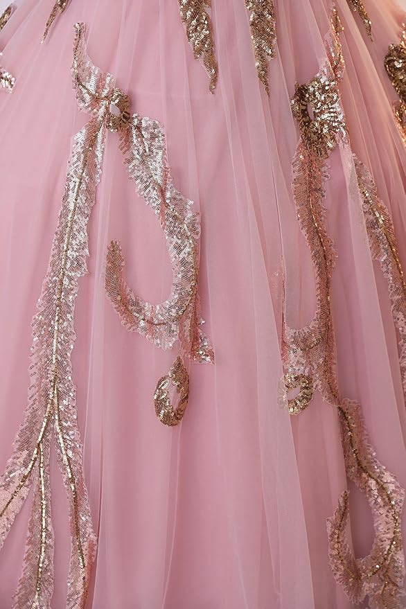 Engerla Women's Beading Sweetheart Ball Gown Tulle Layed Long Quinceanera Dress