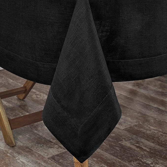 D'Moksha Homes Linen Black Tablecloth 60 x 102 Inch - 100% Pure Linen Rectangular Table Cloth - Machine Washable Tablecloth for Spring, Easter