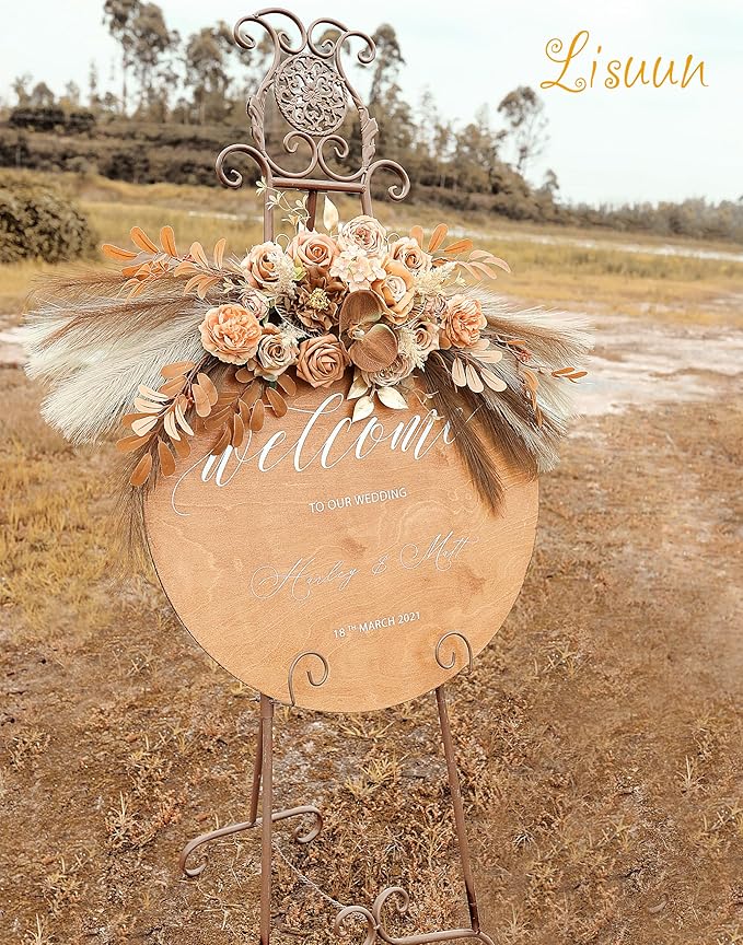 Wedding Arch Flowers, Artificial Flowers for Decoration, Large Flower Swag for Boho Styles Wedding Ceremony Floral Decor - Pack of 2