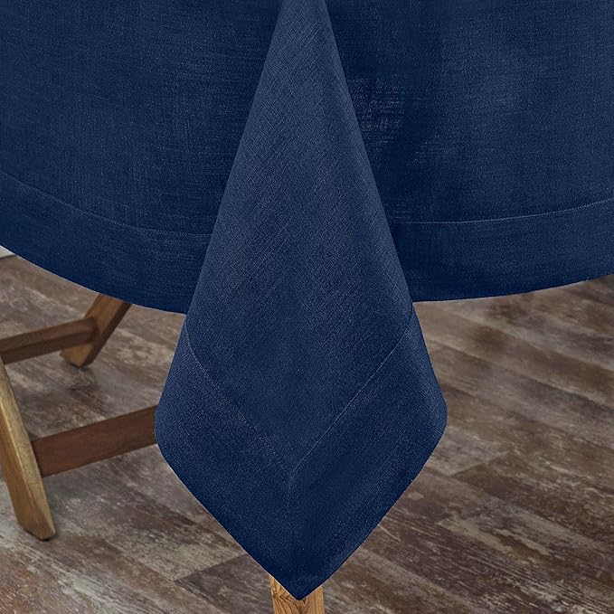 D'Moksha Homes Linen Tablecloth 60 x 120 Inch - 100% Pure Linen Navy Blue Table Cloth for Rectangle Tables - Machine Washable Cloth Tablecloth for Easter