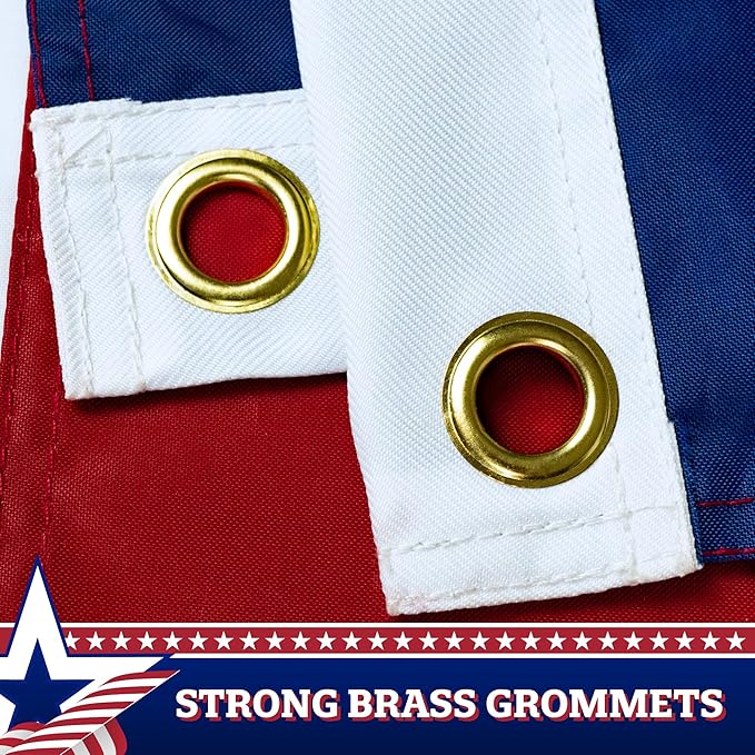 G128 – 3 Pack: American Flag Patriotic Bunting & Flag Pulldown, 50 Embroidered Stars with 5 Fully Sewn Stripes, decorative bunting, 20" x8', Red/White/Blue, Vertical Flag Wall Déc