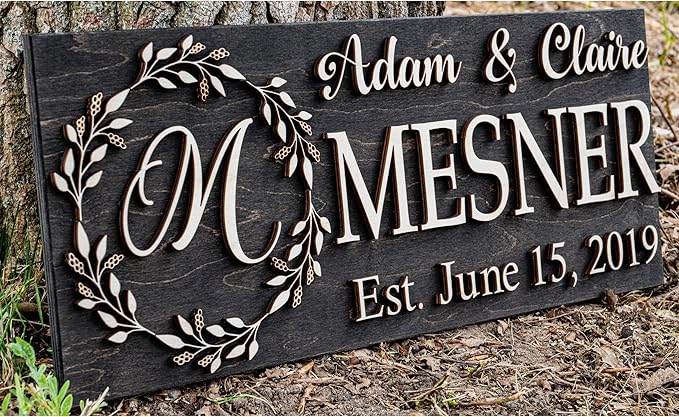 Last Name Sign | Custom Wood Sign | Established Sign | Personalized Wedding Gift | Wedding Sign | 3D Sign Family Name Sign Gift