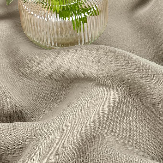 Solino Home Linen Tablecloth 60 x 108 Inch - 100% Pure Linen Vintage Khaki Table Cloth for Rectangle Tables - Fete, Machine Washable Tablecloth for Spring, Easter