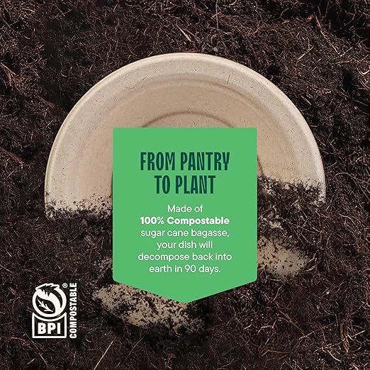 100% Compostable Paper Bowls 16 oz. [1000 Count] Heavy-Duty Soup Bowls - Natural Brown Color Unbleached Bagasse Bowls - Eco-Friendly Disposable Biodegradable Sugarcane - [Bulk Case 8/125 Pack]