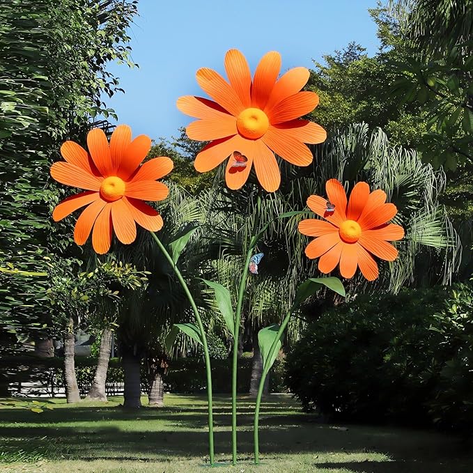 Giant Artificial Daisy Flowers for Decoration Large Floral Decorations for Birthday Parties Gardens Hotels Offices Home Farmhouse Decor Weddings Art Galleries Stores(Orange)