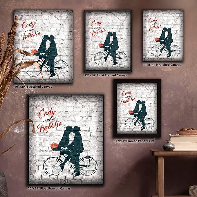 Personal-Prints BUILT FOR TWO | Personalized Romantic Canvas Art Gift with Your Names | Custom for Valentine’s Day or Wedding Anniversary (11"x14" Framed Paper Print)
