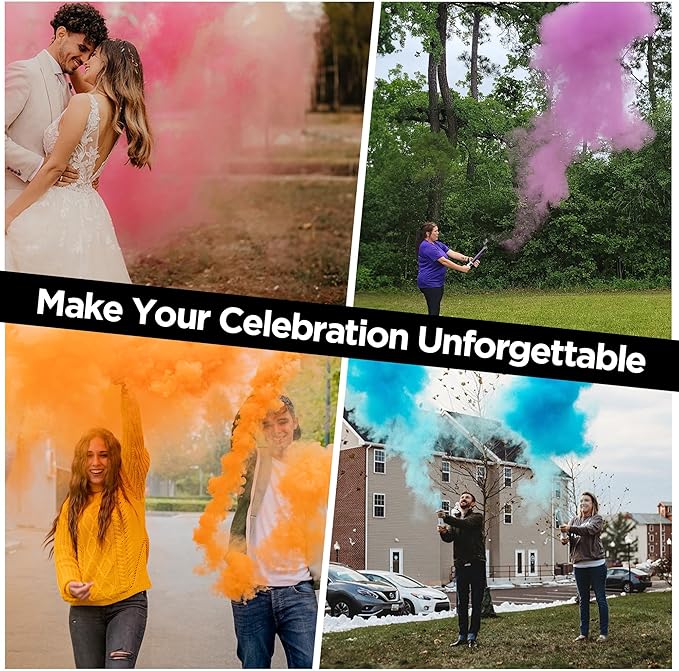 Blaise Pyro & Party - Purple Powder Poppers - Water-Soluble & Colorful Powder Cannons for Gender Reveals, Birthdays, Weddings & Celebrations - Easy to Use for Memorable Photos - 16-Inch, 4-Pack