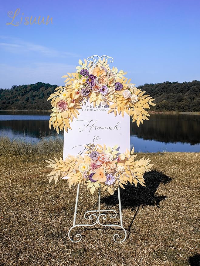 Wedding Arch Flowers, Artificial Flowers for Decoration, Large Flower Swag for Boho Styles Wedding Ceremony Floral Decor - Pack of 2